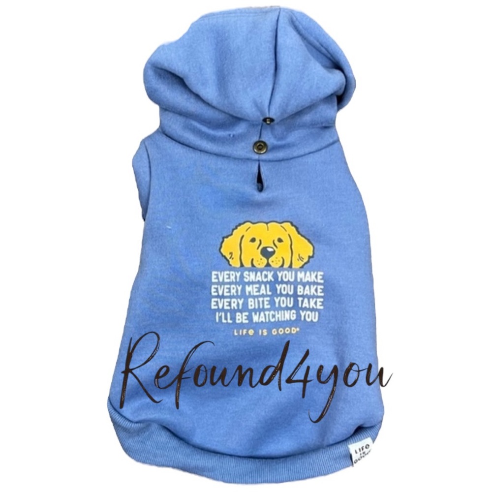 Life is good - ‘Hoodie- blue’ dog hoodie. SZ: Small. NWT